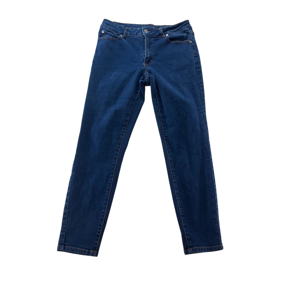 Tahari Womens Size 10/30 Kelly Mid Rise Skinny Dark Wash Denim Jeans Pants
